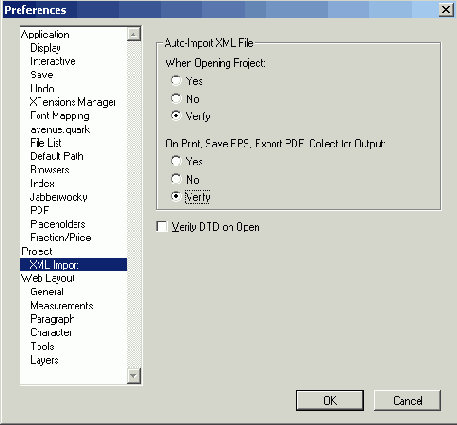  XML Import   Preferences